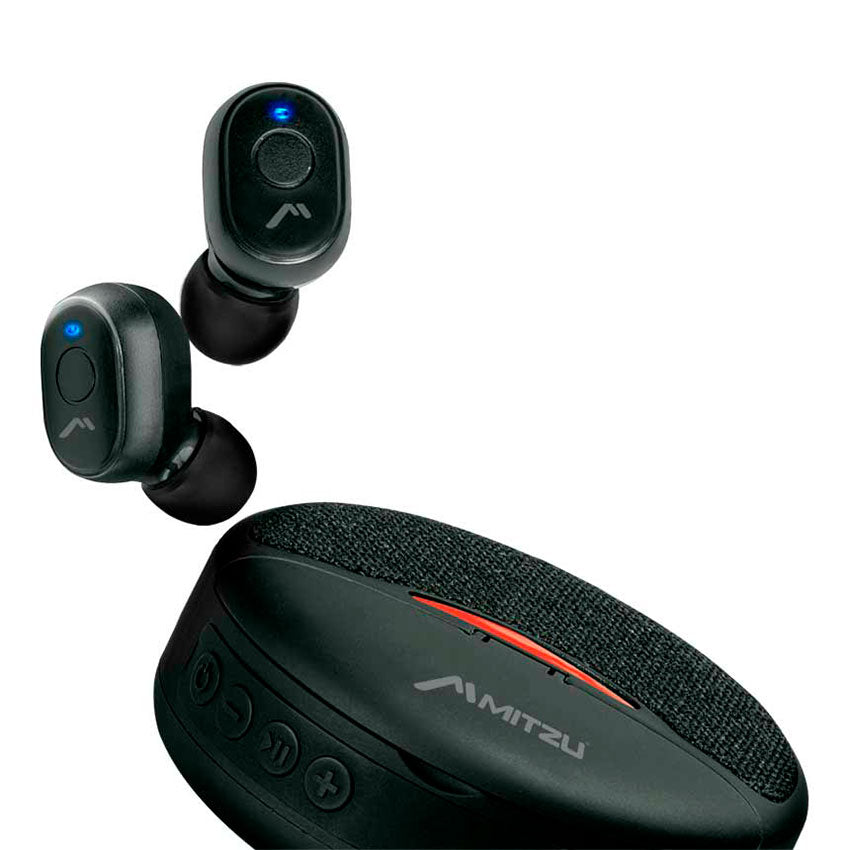 MITZU AUDIFONOS TRUE WIRELESS IN EAR Y BOCINA BLUETOOTH COLOR NEGRO