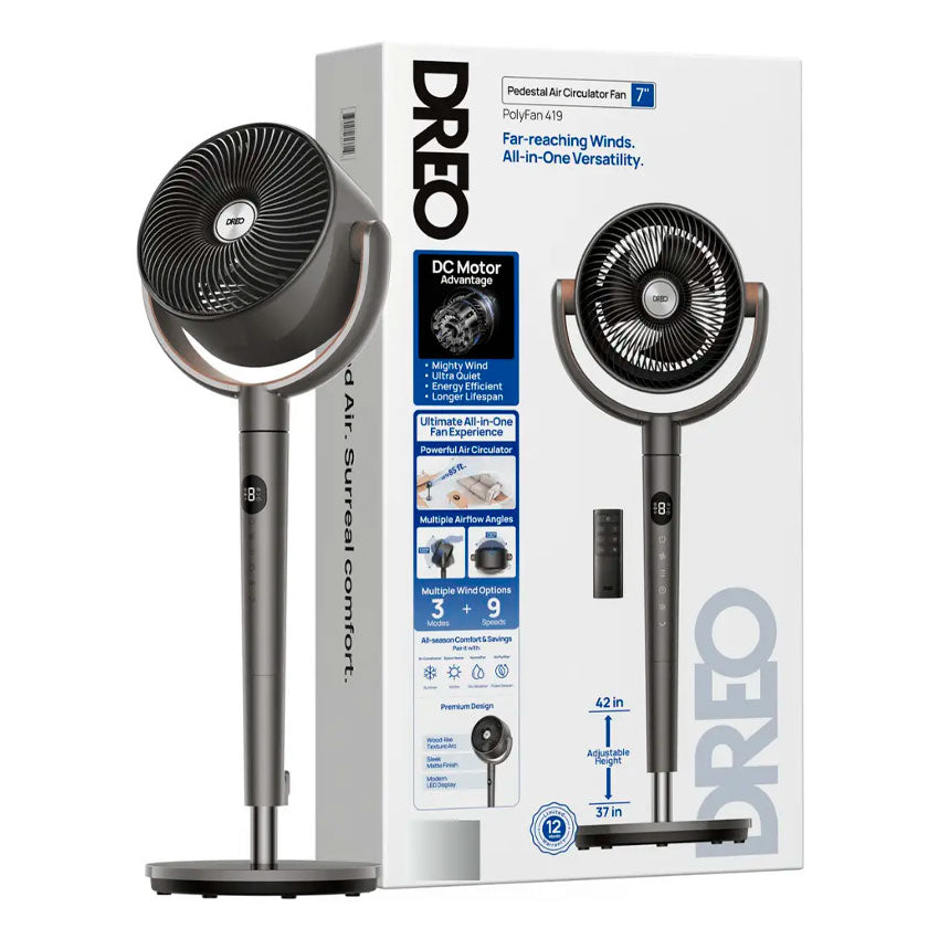 Dreo Ventilador de Pedestal Silencioso con Oscilación de 120°