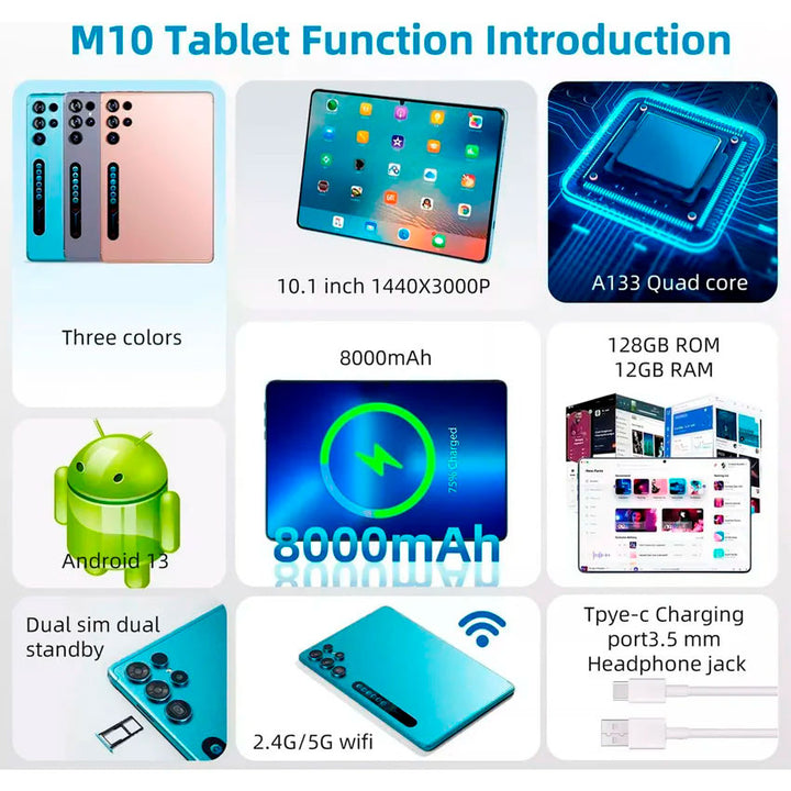 UMMIO TABLET PC 10.1" S25 ULTRA 12GB RAM Y 128GB