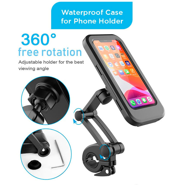 IMPORTAMEX SOPORTE PARA CELULAR MOTO Y BICICLETA CON ESTUCHE IMPERMEABLE 360°