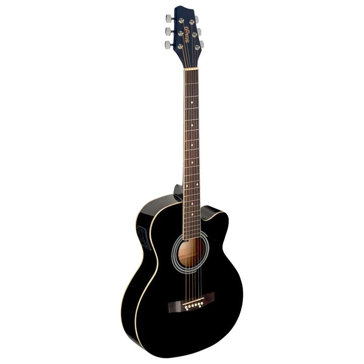 GUITARRA ELECTROACUSTICA STAGG TAPA BASSWOOD NEGRA