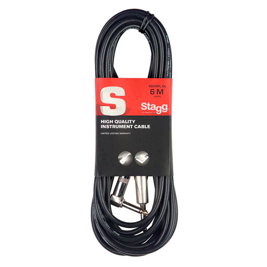 Stagg Cable para Instrumento 6 Metros Recto Angulo Plug 6.5 Mm Negro Alta Calidad.