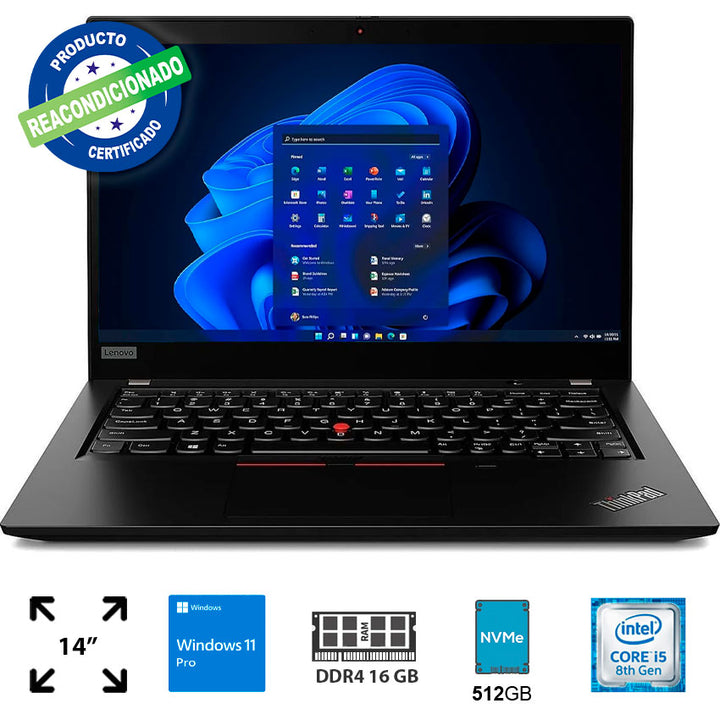 LENOVO LAPTOP 14" 16 GB RAM 512 GB SSD I5-8365U – REACONDICIONADA