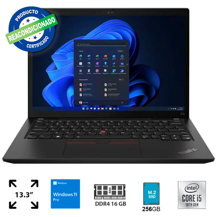 LENOVO LAPTOP 13.3” HD THINKPAD X13 CORE I5 16 GB RAM 256 GB SSD WINDOWS 11 REFURBISHED