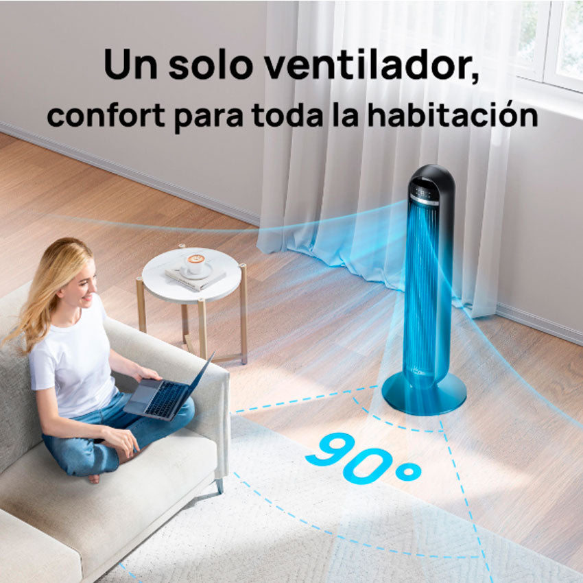 Dreo Ventilador de Torre 36” Oscilante de 90° con Control Remoto